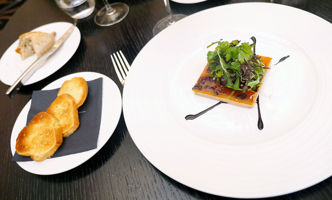 Foie gras, Restaurant le V, à l'Hôtel Vernet