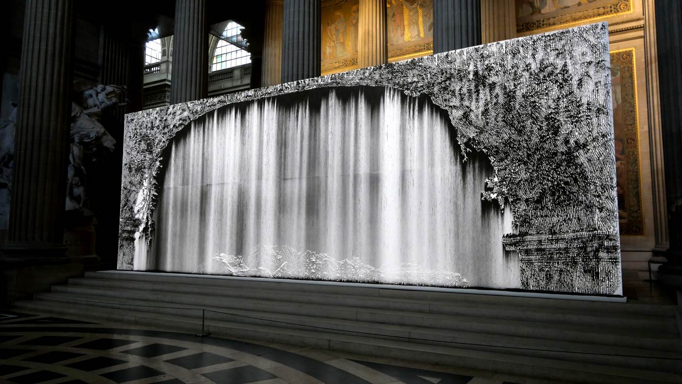 Mont-Valérien, Poudre d’acier aimantée, 4 x 11 m, 2025, Nicolas Daubanes