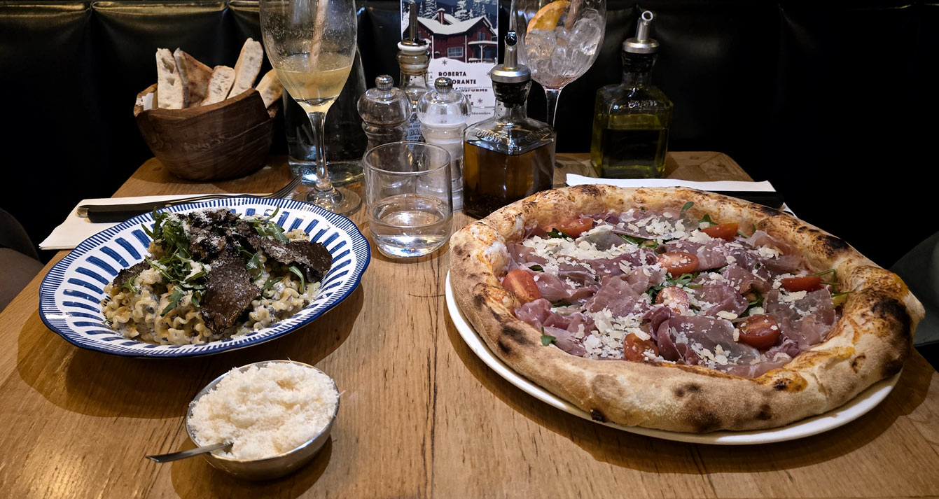 Mafaldine al tartufo et pizza parma, Roberta Ristorante le restaurant italien