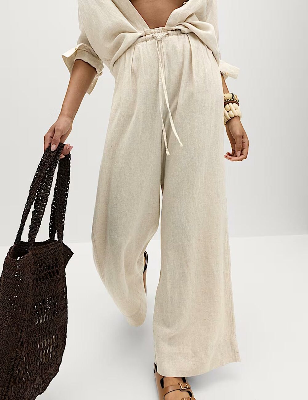 pantalon large en lin, marc and Spencer