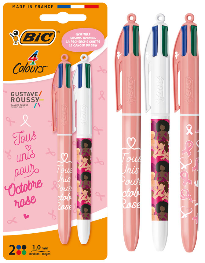 Stylos BIC 4 Couleurs et rasoirs Octobre Rose.