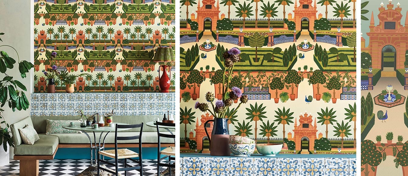 Cole and Son | Collection Séville, Le papier peint "Alcazar Gardens"