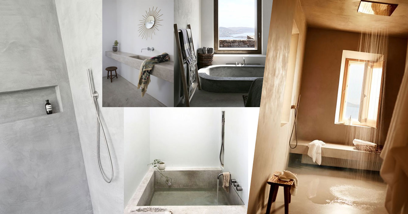 Béton ciré : exemples de salles de bain