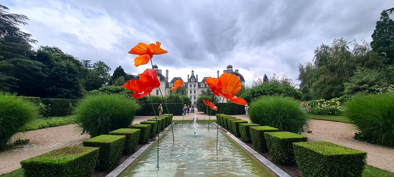 coquelicots géants apportent poésie et féerie au château de Cheverny