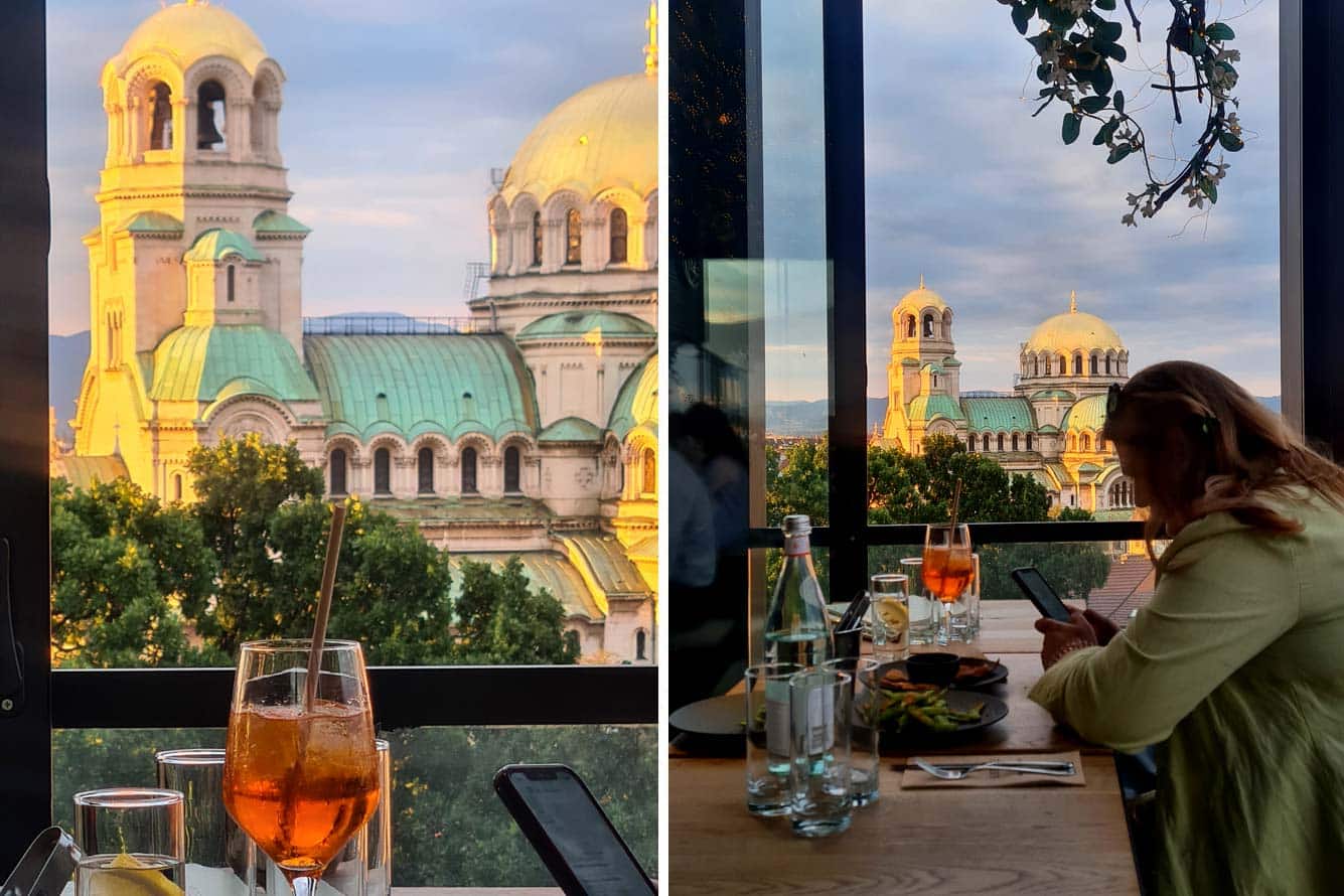 Sense Rooftop Bar, Sofia : vue sur  La cathédrale saint Alexandre Nevsky