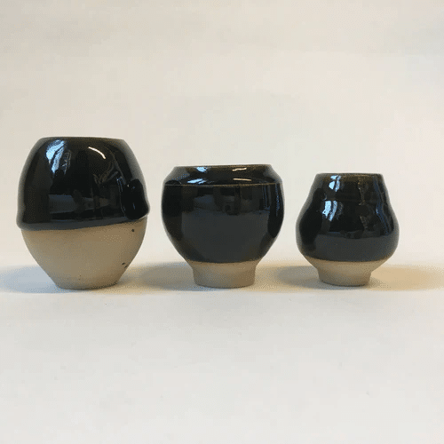 Petit Vase Noir-Oribe n°1 en grès
