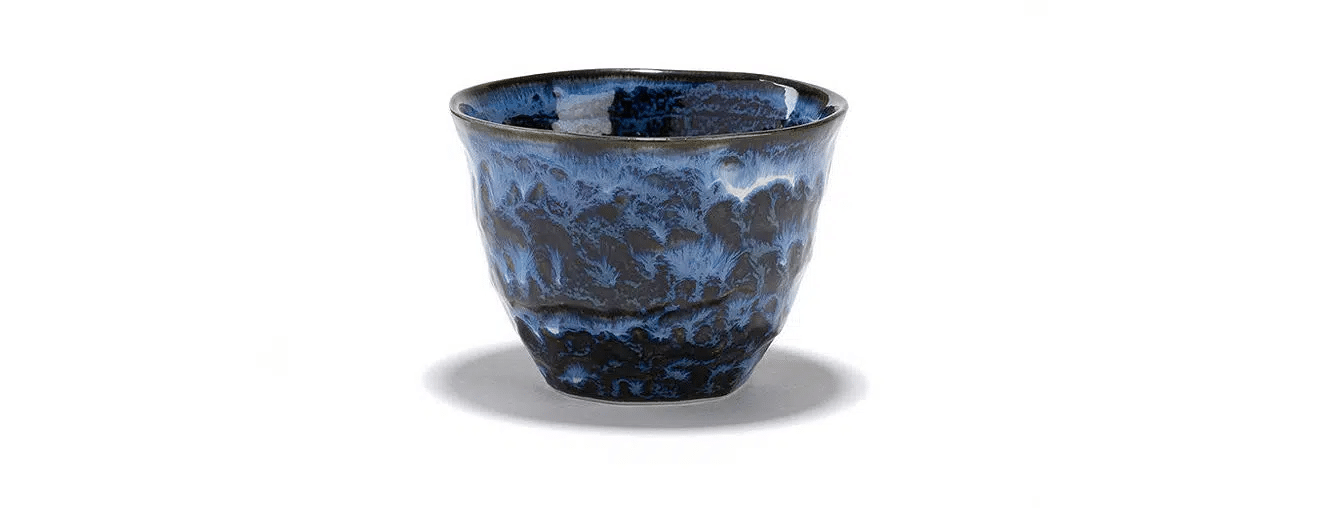 DAMMANN FRERES | Bol à thé bleu, porcelaine craquelée